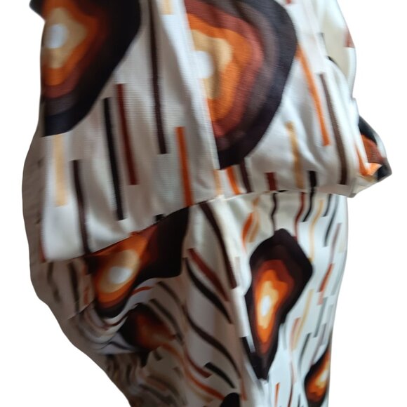 Men;s XL Disco Western Shirt Vintage 1970's Geometric Print Acetate Polyester - Picture 6 of 7